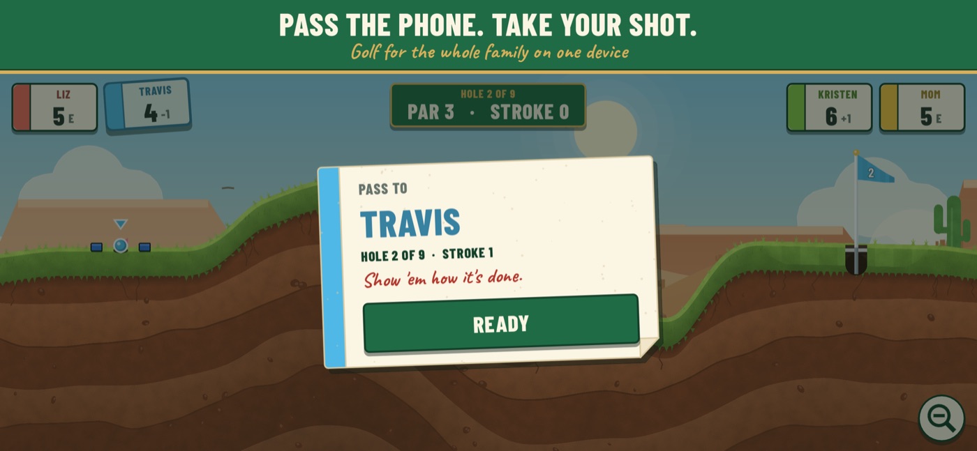 The pass screen asking the next player to take the phone