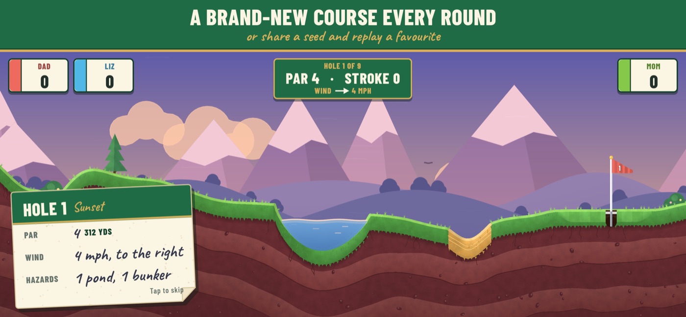 A flyover of a new hole before the first shot