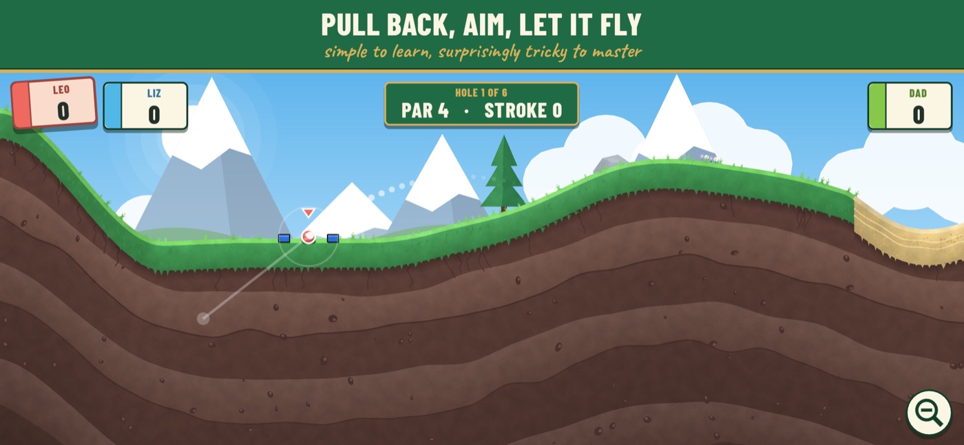 Aiming a shot with the dotted preview line