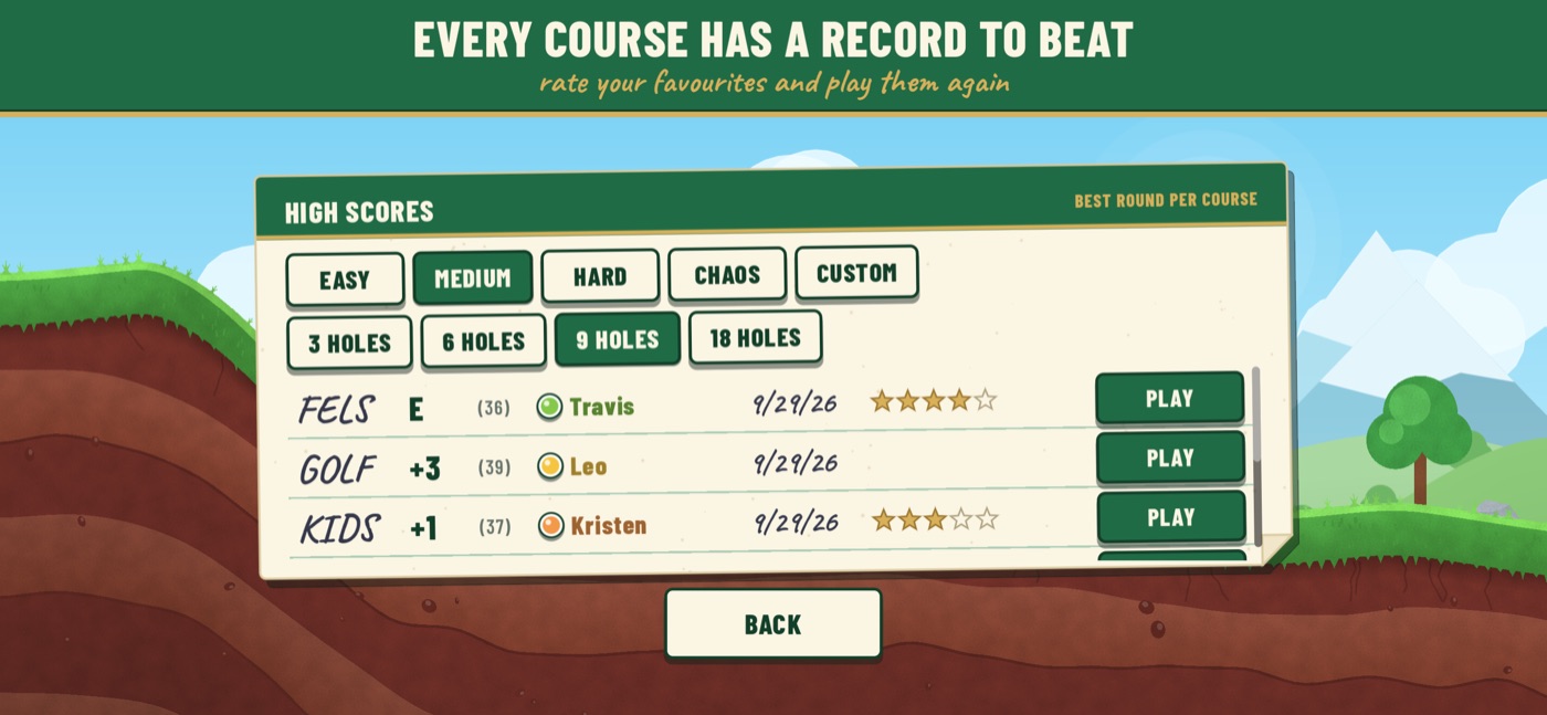 The records page with best rounds and seeds